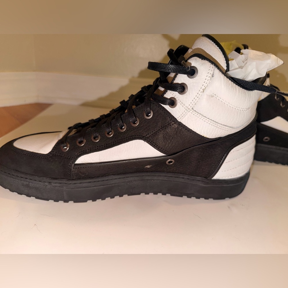 ETQ Amsterdam High 2 Leather Sneakers Black White - Picture 9 of 12